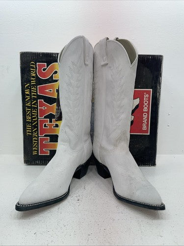 New Women’s White Texas Brand Cowboy Boots. L P198917 8.5 8 1/2 M. 15-44