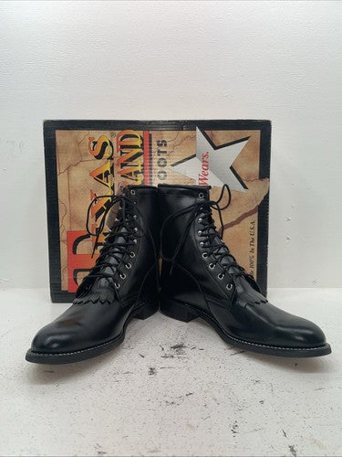 New Men’s Black Lace Up Texas Brand Cowboy Boots. 8850 11 D. 9-26