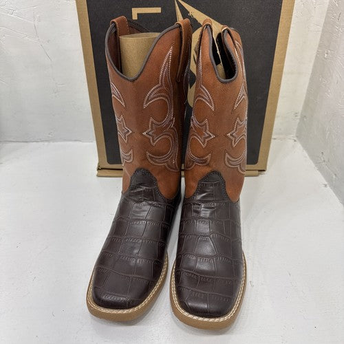NEW DBL barrel Brand Western Brown Cowboy Boot Youth Size 4. #1-7