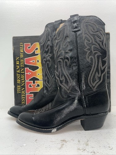 New Mean Black Texas Brand Cowboy Boots. 7800 11 D. 9-88