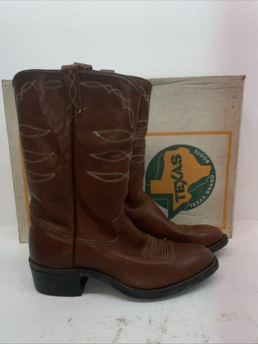 New Men’s Brown Texas Brand Cowboy Boots. M 111 11 D. 9-93