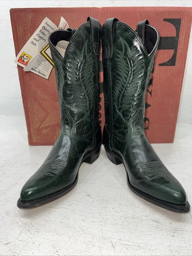 New Women’s Green Texas Brand Cowboy Boots. 4750 7.5 7 1/2 M. 17-29