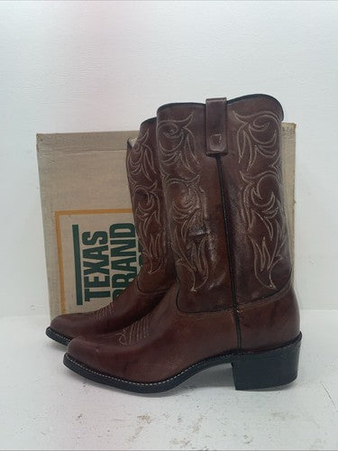 New Men’s Brown Texas Brand Cowboy Boots. 7313 11.5 11 1/2 D. 9-83