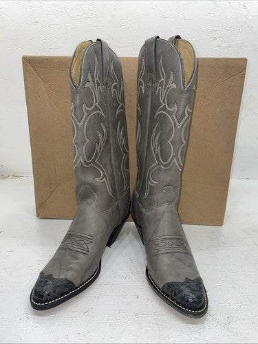 New Women’s Grey Texas Brand Cowboy Boots. 4902 7 M. 18-56