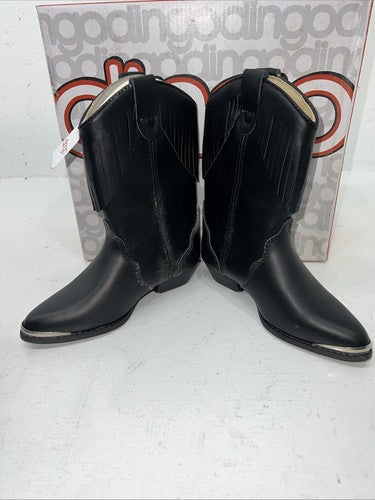 New Children’s Black Dingo Cowboy Boots With Fringe. 9.5 9 1/2 D. 24-37