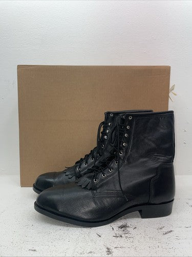 New Men’s Black Lace Up J Chisholm Cowboy Boots. 02000 12 D. 10-62