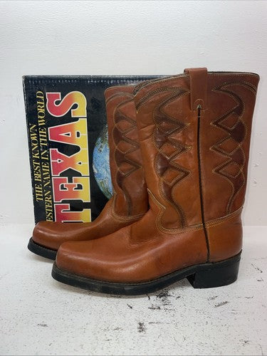 New Men’s Orange Texas Brand Cowboy Boots. M 44 11.5 11 1/2 D. 9-34