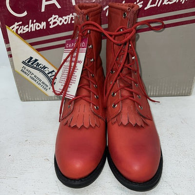 New Women’s Red Lace Up Capezio Cowboy Boots. L 503 7.5 7 1/2 M. 17-77