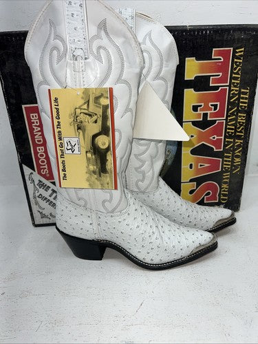 New Women’s White Texas Brand Cowboy Boots. 4207 6.5 6 1/2 M. 19-117