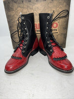 New Women’s Red Lace Up Laredo Cowboy Boots. 163 6.5 6 1/2 M. 19-125