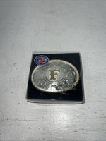 New Women’s Montana Silversmiths Medium Oval “F” Belt Buckle. 700F A-109