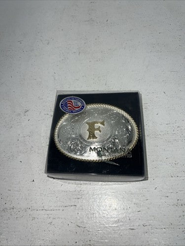 New Women’s Montana Silversmiths Medium Oval “F” Belt Buckle. 700F A-109