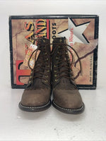 New Women’s Brown Lace Up Texas Brand Cowboy Boots. 4471 8.5 8 1/2 M. 16-96