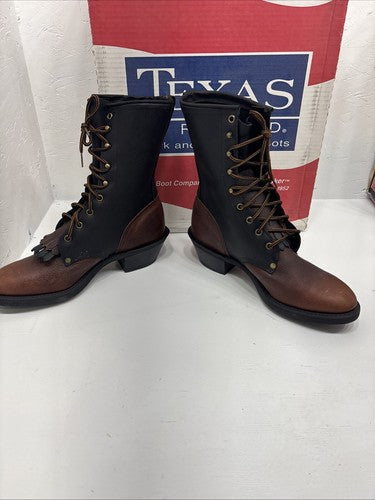 NEW Men’s Brown/black American Bootmaker Western Boot Laced Size 9m. 3-1