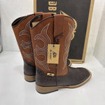 NEW DBL barrel Brand Western Brown Cowboy Boot Youth Size 4. #1-7