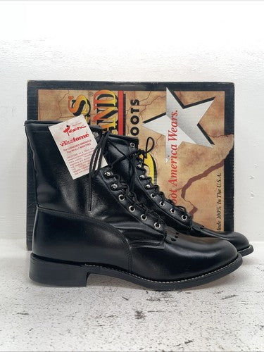 New Men’s Black Lace Up Texas Brand Cowboy Boots. 8850 11 D. 9-26
