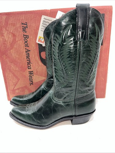 New Women’s Green Texas Brand Cowboy Boots. 4750 7.5 7 1/2 M. 17-26