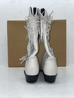 New Women’s White With Fringe Capezio Cowboy Boots. L 697 8 M. 16-75
