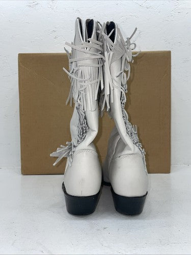 New Women’s White With Fringe Capezio Cowboy Boots. L 697 8 M. 16-75