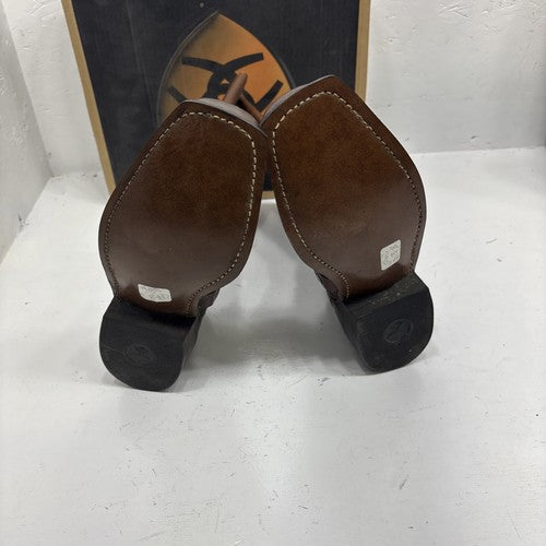 New Brown Boots Leather Boots 8.5 Squar Toe 3-13