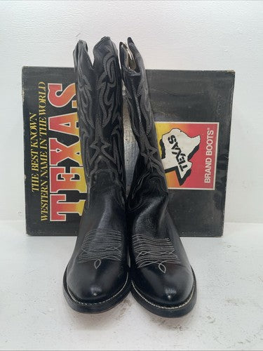 New Mean Black Texas Brand Cowboy Boots. 7800 11 D. 9-88