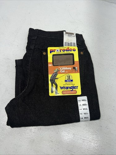 New Boys Black Wrangler Pro Rodeo Cowboy Cut Denim Jeans. 14/27 Regular C-21