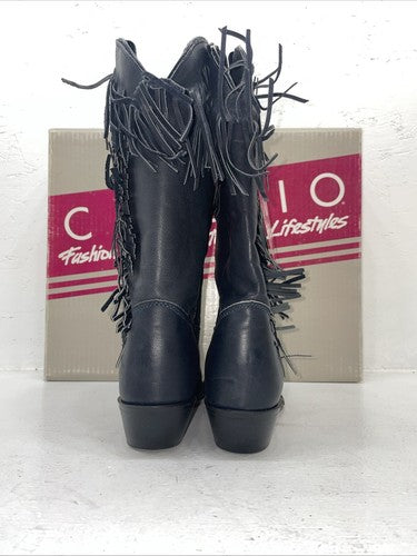 New Women’s Navy With Fringe Capezio Cowboy Boots. L 692 8.5 8 1/2 M. 16-85
