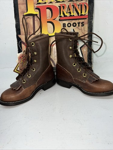 New Children’s Brown Texas Brand Lace Up Cowboy Boots. 3259 9 D. 24-42