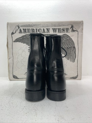 New Womens Black Lace Up American West Cowboy Boots. 5991 8.5 8 1/2 W. 15-32