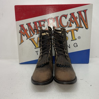 New Women’s Brown Lace Up American West Cowboy Boots. 5975 10 M. 15-124