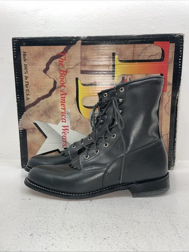 New Women’s Gray Lace Up Texas Brand Cowboy Boots. 4442 9 M. 15-25