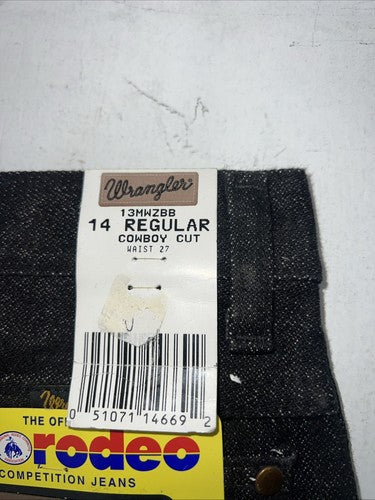New Boys Black Wrangler Pro Rodeo Cowboy Cut Denim Jeans. 14/27 Regular C-21