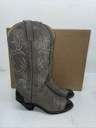 New Women’s Grey Texas Brand Cowboy Boots. 4902 7 M. 18-56