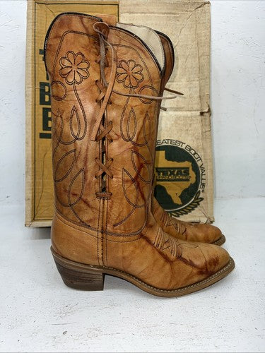 New Women’s Texas Brand Brown Cowboy Boots. L279 6.5 6 1/2 M. 19-42