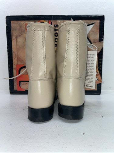 New Women’s Cream Lace Up Texas Brand Cowboy Boots. 4469 9 M. 15-102