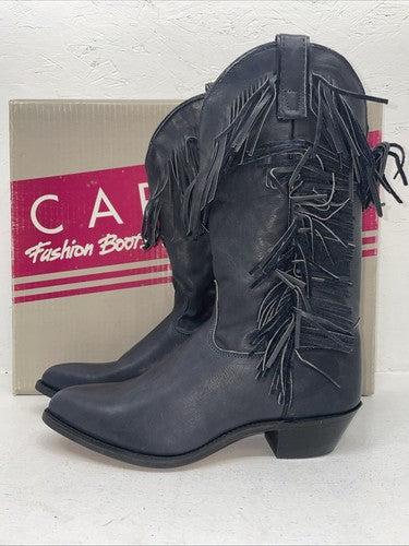 New Women’s Navy With Fringe Capezio Cowboy Boots. L 692 8.5 8 1/2 M. 16-85