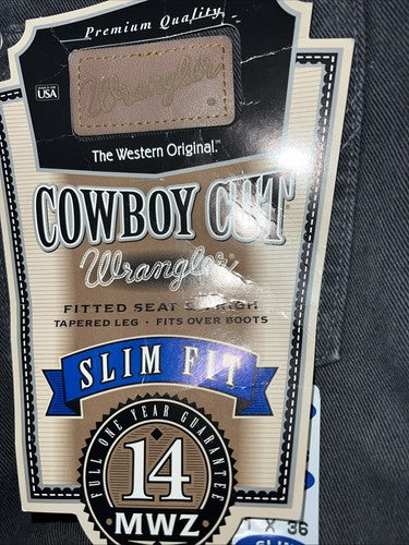 New Women’s Cowboy Cut Gray Wrangler Slim Fit Jeans. 1x36 G-2