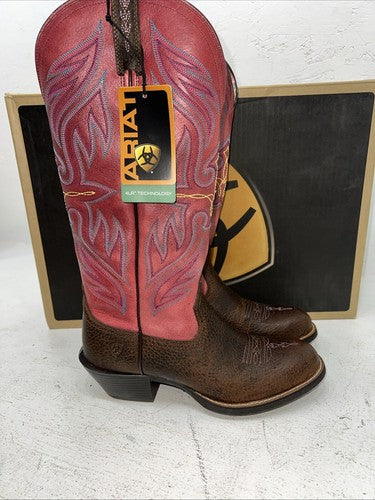New Women’s Brown/pink Ariat Cowboy Boots. 7 B. 18-111