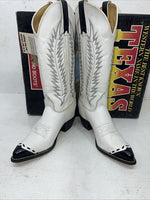 New Women’s White Texas Brand Cowboy Boots. 4627 6.5 6 1/2 M. 19-104