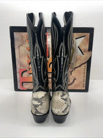 New Women’s Black Snakeskin Texas Brand Cowboy Boots. 4841 8 M. 17-98