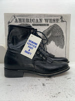 New Men’s Black Lace Up American West Cowboy Boots. 6991 13 E W. 9-27