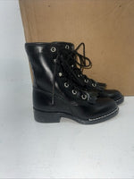 New Children’s Black Lace Up Bronco Cowboy Boots. 8.5 8 1/2 D. 24-8