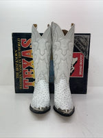 New Womens White Texas Brand Cowboy Boots. 4207 8 M. 16-30