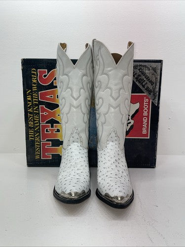 New Womens White Texas Brand Cowboy Boots. 4207 8 M. 16-30