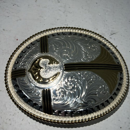 New Women’s Montana Silversmiths Large Oval “C” Belt Buckle. 6190c A-131