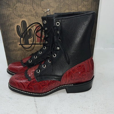 New Women’s Red/black Laredo Lace Up Cowboy Boots. 28 163 7 M. 18-119