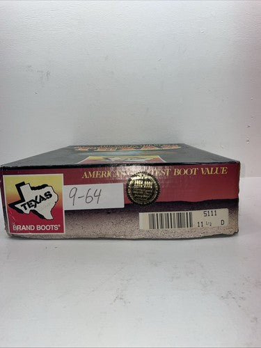 New Men’s Brown Texas Brand Cowboy Boots. 5111 11.5 11 1/2 D. 9-64