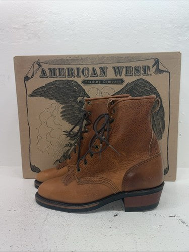 New Women’s Brown Lace Up American West Cowboy Boots. 59003 9 M. 15-69