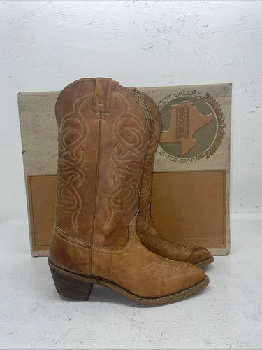 New Women’s Brown Texas Brand Cowboy Boots. L 244 7 M. 18-86