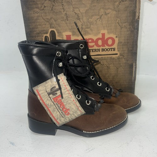 New Children’s Black And Brown Laredo Lace Up Cowboy Boots. C2872 11 D. 24-53